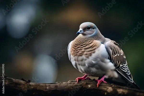 Fototapeta A close-up view of a dove, signifying calm and serenity, with its feathery grace