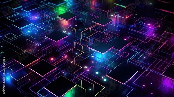 Obraz abstract technology background with glowing neon lines