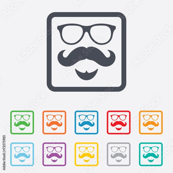 Fototapeta Mustache and Glasses sign icon. Hipster symbol.