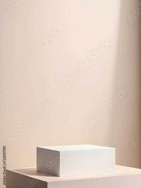 Fototapeta product-mock-up-on-a-podium-in-a-studio-setting-with-simplistic-backdrop-in-real-photo-style