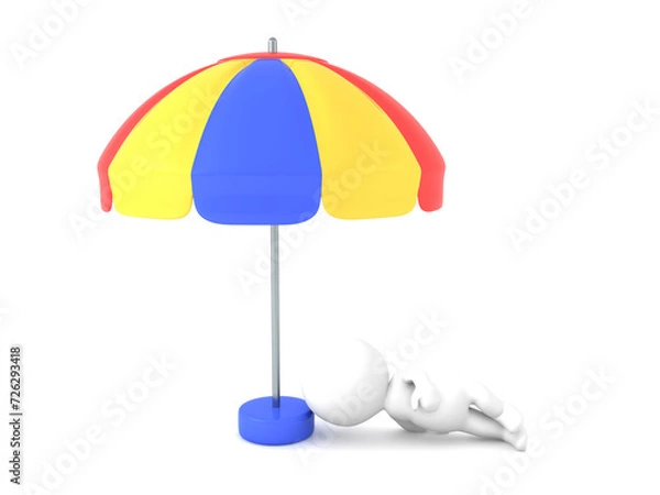 Fototapeta 3D Character sleeping under colorful umbrella