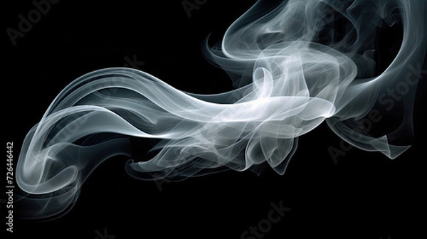 Fototapeta Swirling Light Blue Smoke on Black Background - Generative AI