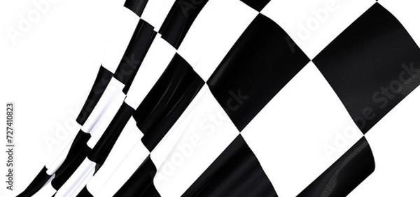 Fototapeta Wavy racing checkered flag with diagonal folds. Realistic 3d render