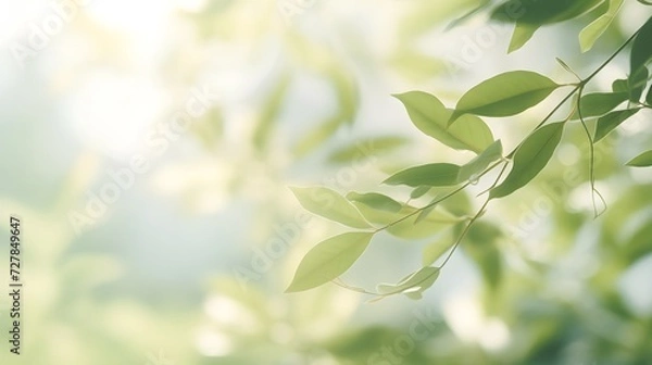 Fototapeta a branch of a tree with green leaves