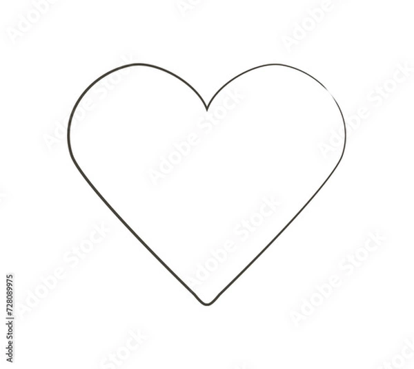 Fototapeta Contour heart art. Pencil drawn symbol of Love. A simple image of heart shape. Cupid, passion, like. One line. Sketch icon. Valentine Day. Isolated element. Vector illustration