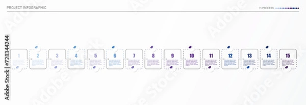 Fototapeta Infographic process design with icons and 15 options or steps.