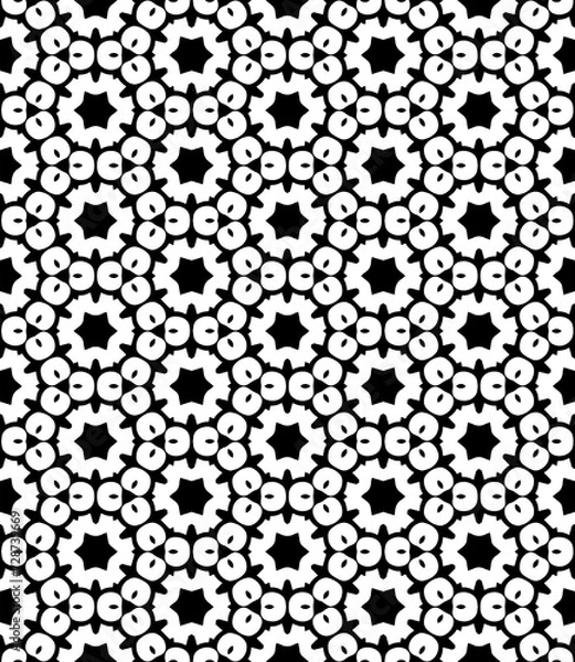 Fototapeta Black seamless abstract pattern. Overlay for background and backdrop. Ornamental design. PNG graphic illustration with transparent background.