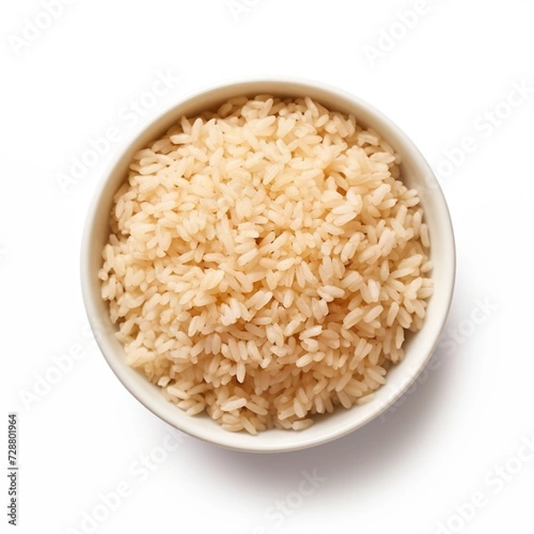 Fototapeta Brown rice top view isolated on a white background