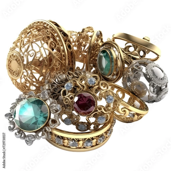 Fototapeta Vintage Jewellery PNG Cutout, Generative AI