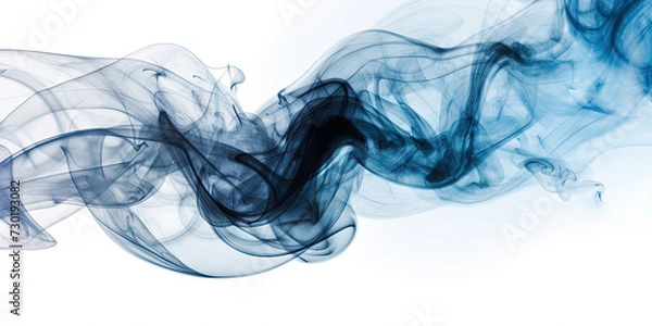 Fototapeta Dark Blue Smoke Isolation on White Background