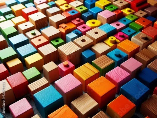 Fototapeta Colorful wooden blocks. Close-up