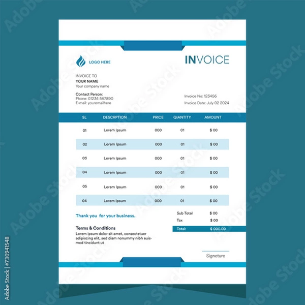 Fototapeta Modern Abstract Marketing business invoice template