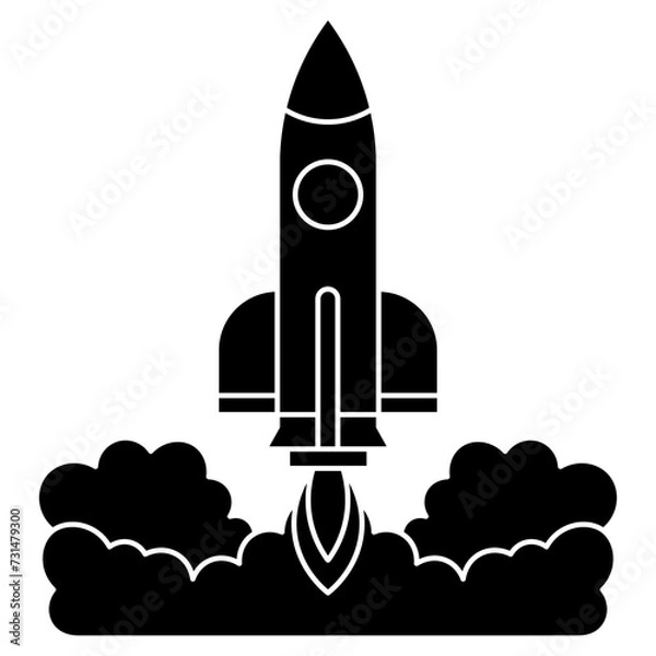 Fototapeta Rocket launch silhouette element. Can be used for landing page, template, UI, web, mobile app, poster, banner, flyer