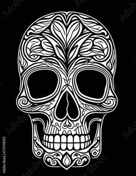 Fototapeta skull mandala coloring page