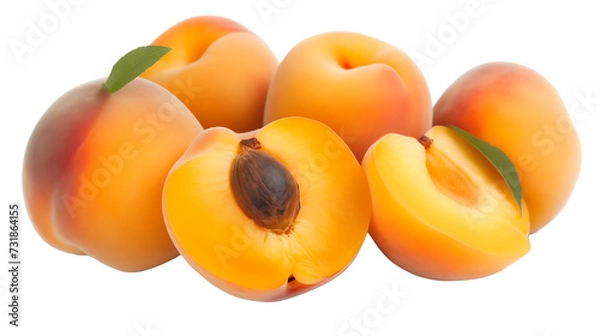 Fototapeta Fresh Apricots with Transparent Background: High-Quality Image for Culinary Designs