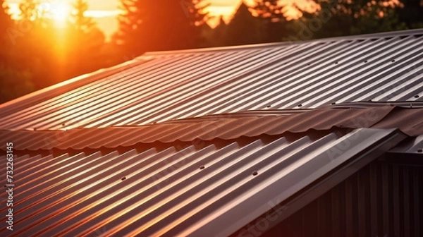 Obraz A corrugated metal roof was installed on the house