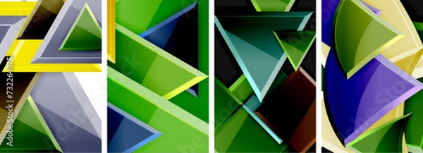 Obraz Triangle composition poster background set for wallpaper, business card, cover, poster, banner, brochure, header, website