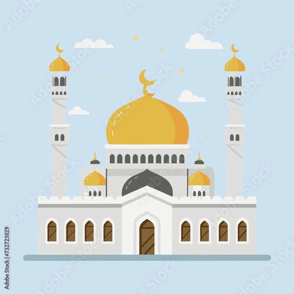 Fototapeta Flat Vector Islamic Mosque Building