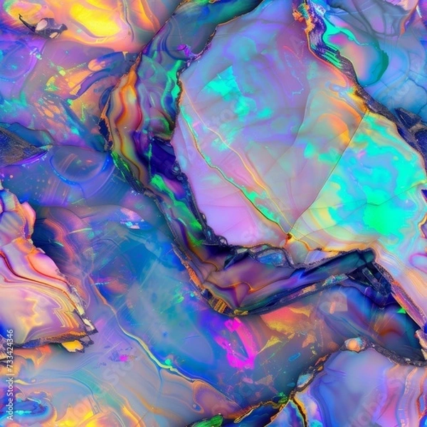 Fototapeta Beautiful iridescent opal texture, seamless pattern