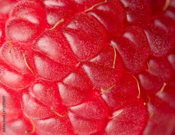 Fototapeta Macro shot of red raspberry. Summer background, close up. Healthy food