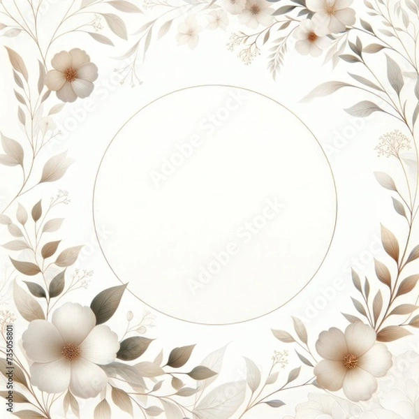 Fototapeta Subtle floral background, minimal aesthetics, clear white space at the center for text or design