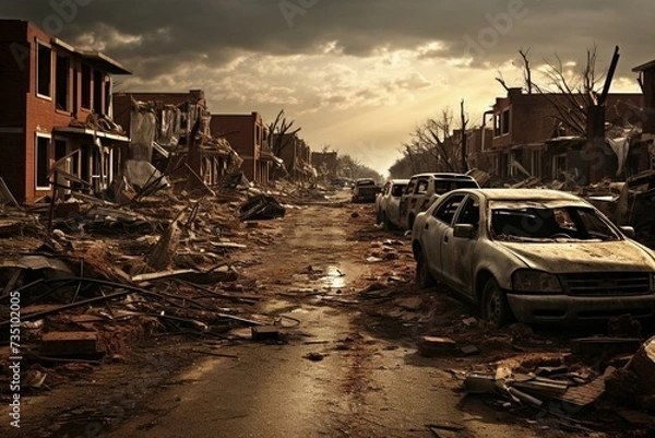 Fototapeta devastating tornado aftermath. Generative AI