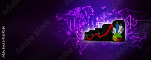 Fototapeta 3d illustration oil barrel with graph