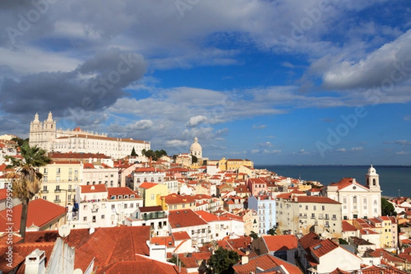 Fototapeta View across Alfama, Lisbon from Miradouro Santa Luzia