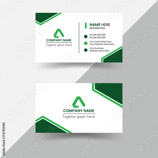 Fototapeta Double-Sided Modern Creative Clean Green and Black Business Card Vector Design Template. Business Card for Business and Personal Use.