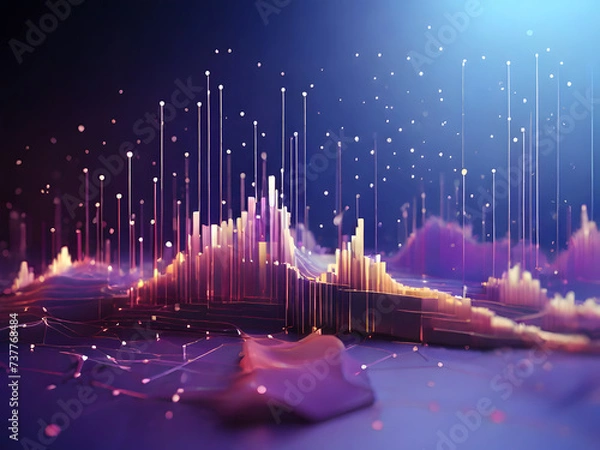 Obraz Abstract technological data model in a three-dimensional style, presenting a volumetric interpretation of flat design with smooth lines and shadows.