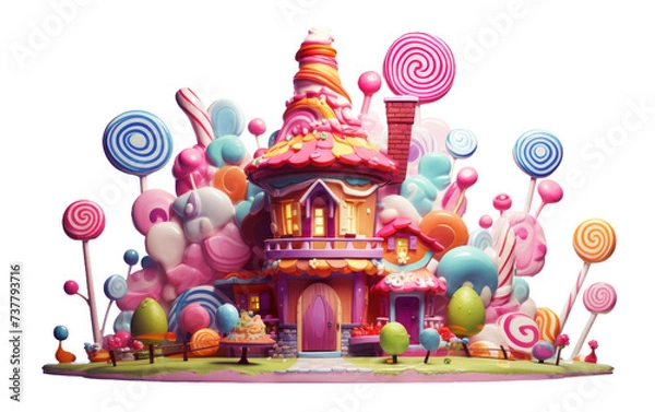 Fototapeta Authentic Candy Land House Image on transparent background