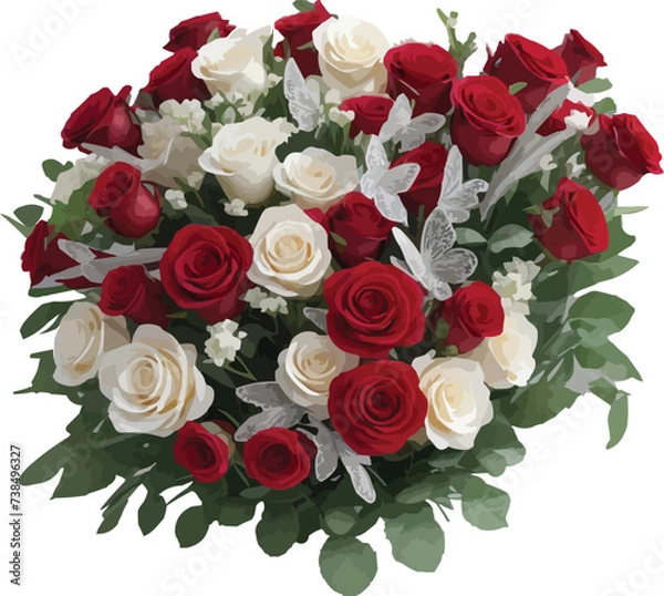 Fototapeta Free vector exquisite flower bouquet design with red roses.AI generative.