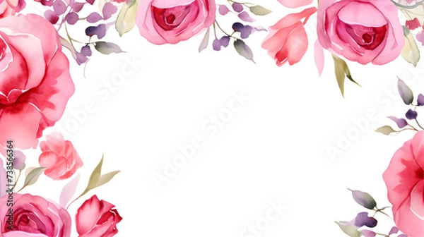 Fototapeta Watercolor floral decorations on transparent background