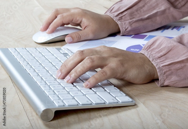 Fototapeta Woman working with the computer