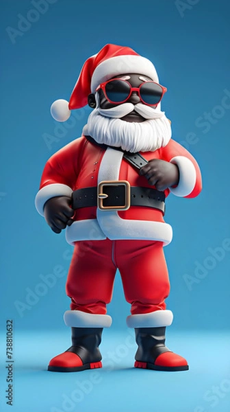 Obraz Minimal Black Christmas Santa against soft background - Ai Generated