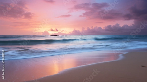 Fototapeta a dreamy and surreal image of a beach sunset Generative AI