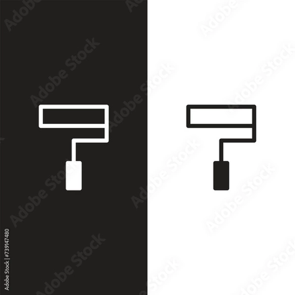 Fototapeta Vector paint roller icon. Two-tone version on black and white background