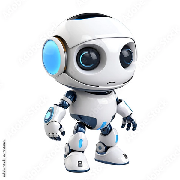 Fototapeta 3D Cartoon AI Robot Logo Illustration Toy Robot Robot Assistant No Background Perfect for Print on Demand