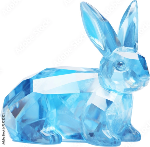 Fototapeta rabbit,sky blue crystal shape of rabbit,rabbit made of crystal isolated on white or transparent background,transparency 