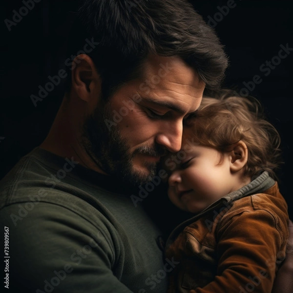 Fototapeta Infinite Love: A Gentle Embrace Between a Man and a Small Wonder