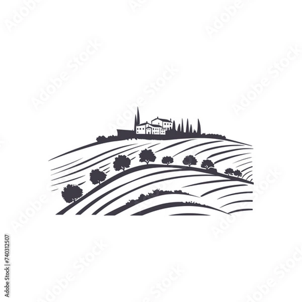 Fototapeta landscape tuscany italy heels  vector illustration isolated transparent background logo, cut out or cutout t-shirt print design