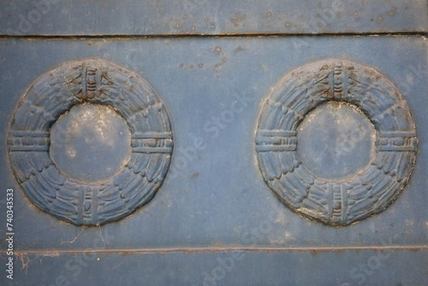 Fototapeta corroded wrought metal fence closeup