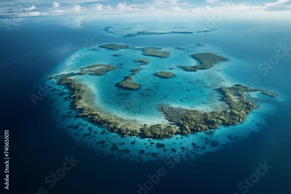 Fototapeta Tropical atoll island in ocean