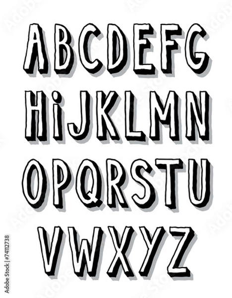 Fototapeta Hand written font type alphabet. Vector