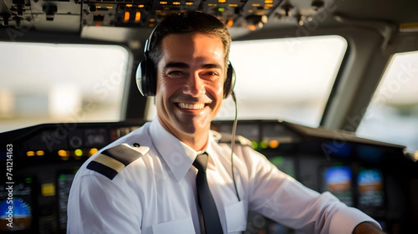 Fototapeta 
smiling pilot in the airport