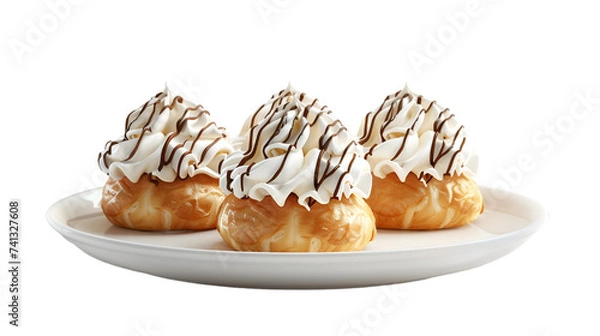 Fototapeta Profiteroles on isolated on transparent png background. Generative ai