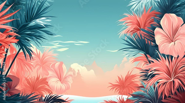 Fototapeta Natural background with palm leaves shadow