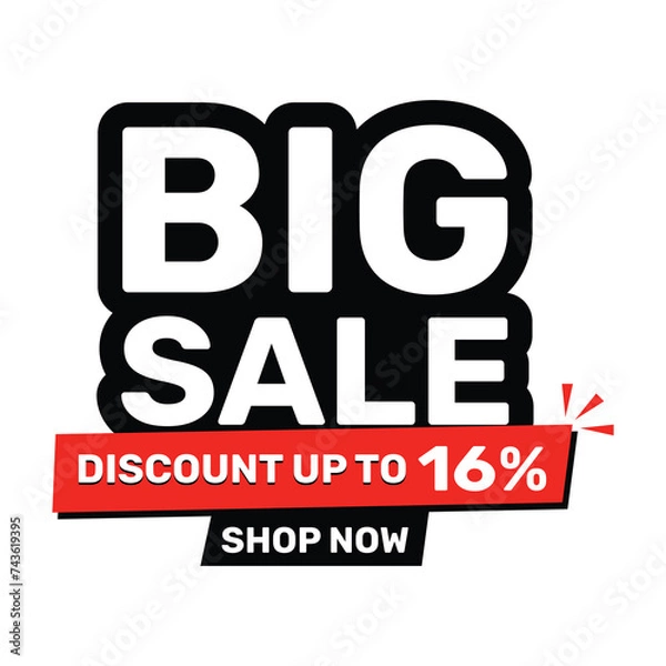 Fototapeta Big sale 16 percent discount banner template design, special offer. Vector illustration.