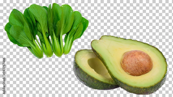 Fototapeta Pakcoy & Avocado isolated on Transparent Background
