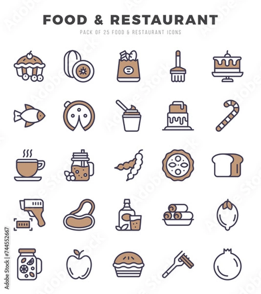 Fototapeta Food and Restaurant Two Color icons. Vector Two Color illustration.